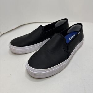 Keds‎ Women Double Decker Black Leather Slip On Shoes Sneakers Sz 7